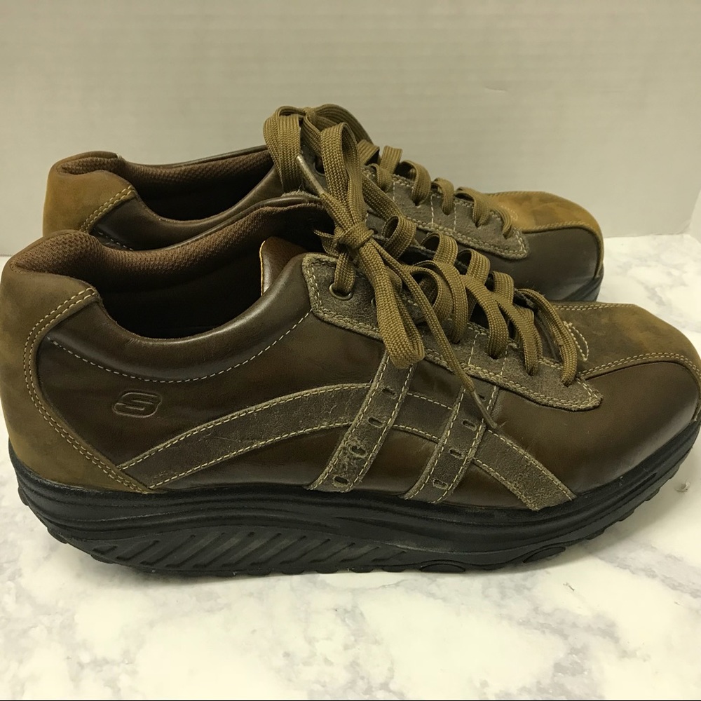 Skechers  Shape ups Brown Leather Shoes mens Sz 12